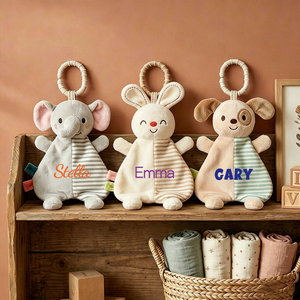 Personalized Baby Animal Bed Hanging Stripe Cuddle Toy | CWToy187