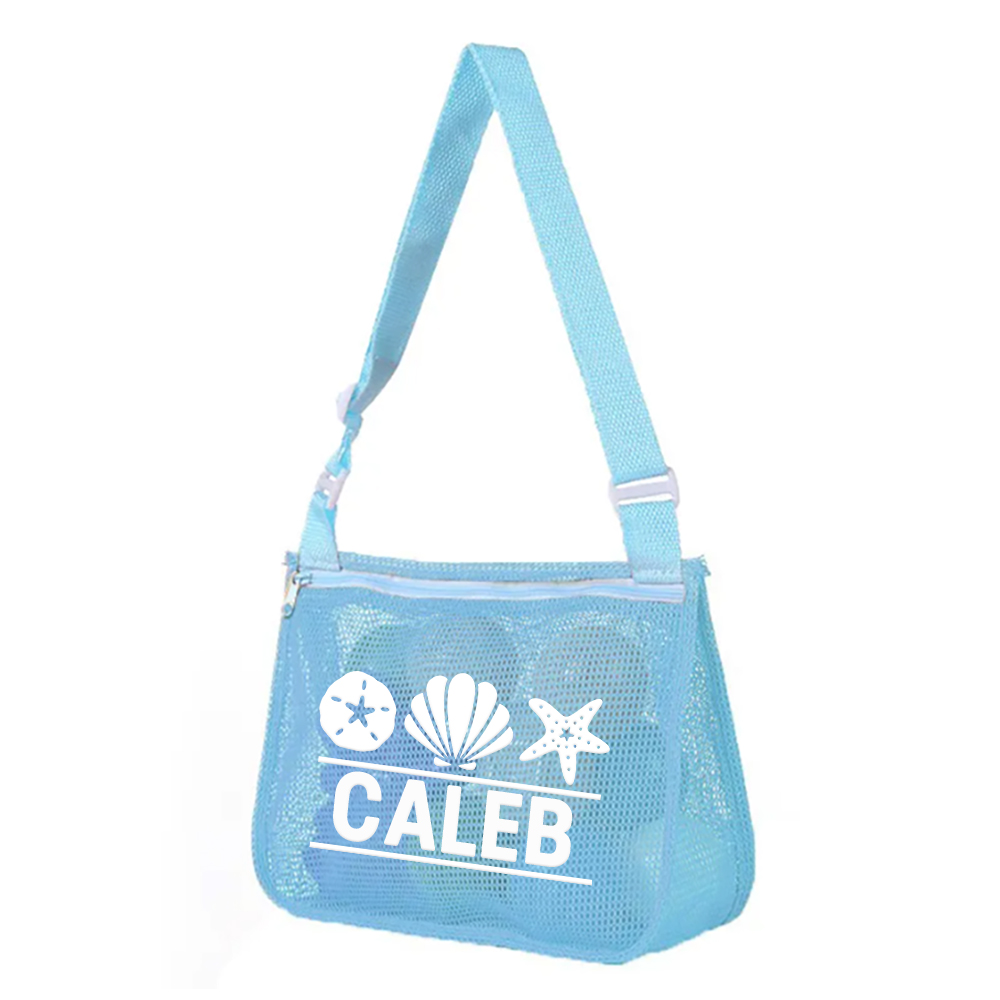 Personalized Seashell Zipper Mesh Beach Bag | CWBeach0102