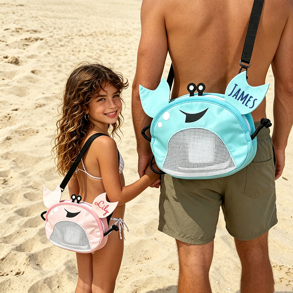 Personalized Crab Seashell Zipper Mesh Beach Bag For Adult | CWBeach245