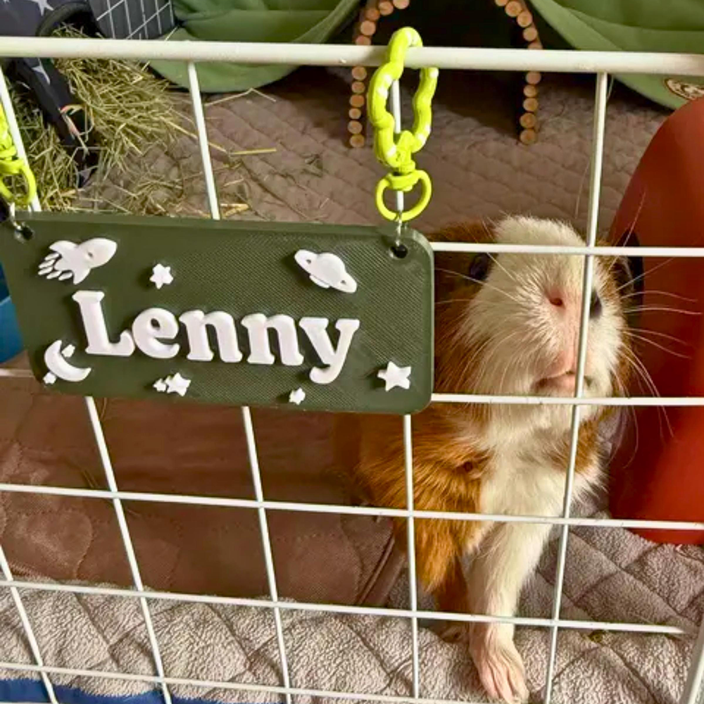 Personalized 3D Printed Pet Cage Name Tag | BKPet510