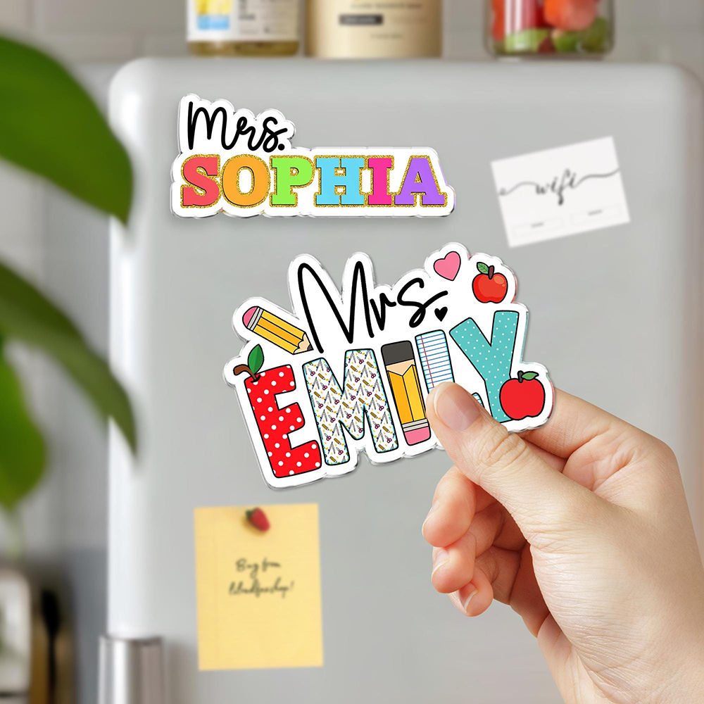 Personalized Illustrated Teacher Name Fridge Magnet | CWGift69