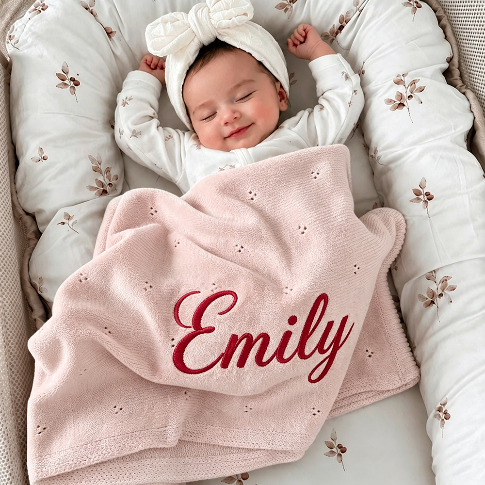 Personalized Embroidered Soft Crochet Baby Blanket | CWBaby505