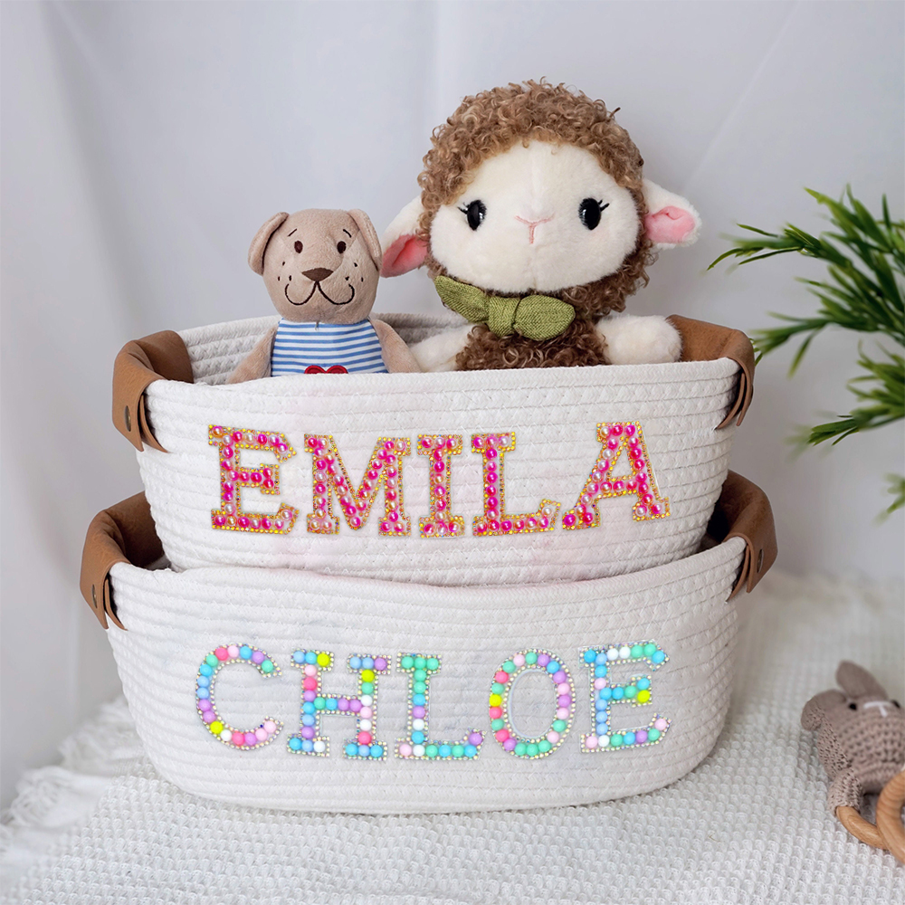 Personalized Kids Beaded Patch Back to School Basket | CWBaby73