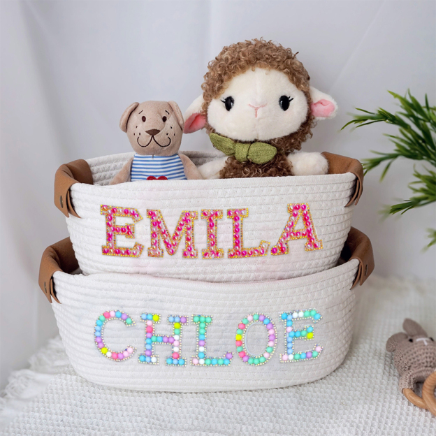 Personalized Kids Beaded Patch Back to School Basket | CWBaby73