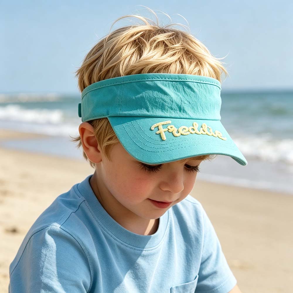 Personalized Hand Embroidery Kids Open-Top Summer Hat | CWBeach260
