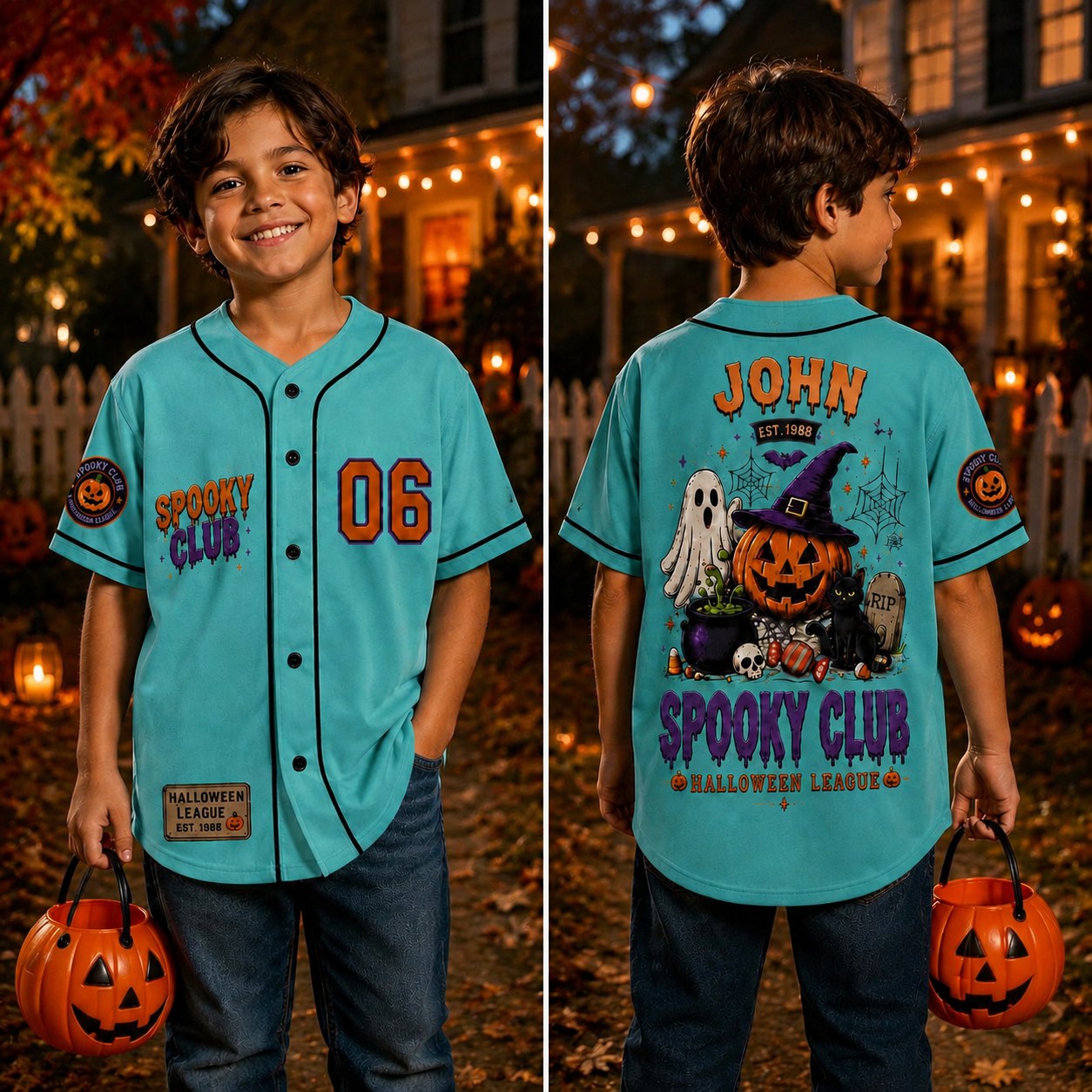 Personalized Halloween Button Up Baseball Jersey For Kid & Adult | CWHalloween90