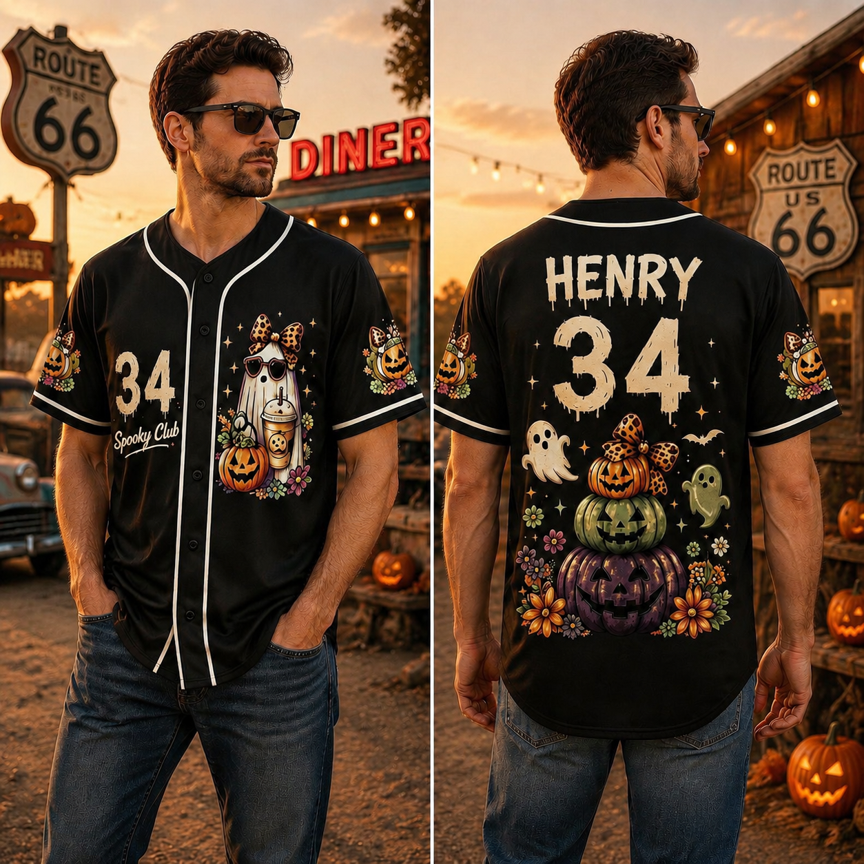 Personalized Halloween Button Up Baseball Jersey For Kid & Adult | CWHalloween91