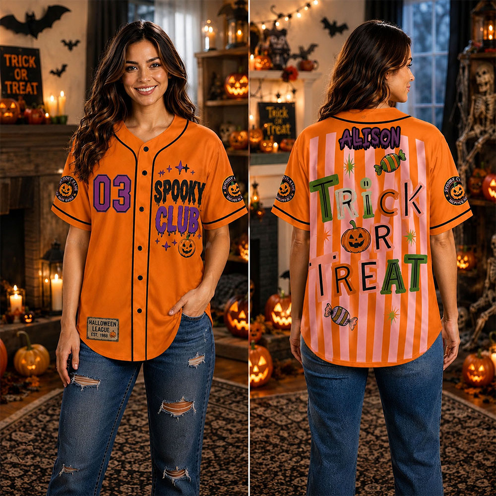 Personalized Halloween Button Up Baseball Jersey For Kid & Adult | CWHalloween94
