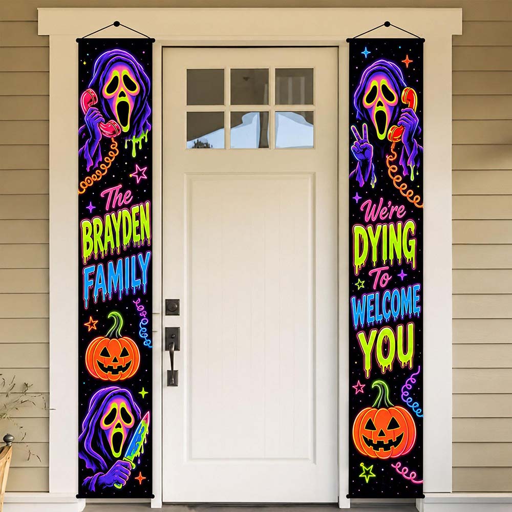 Personalized Halloween Family Name Door Banners | CWHalloween113
