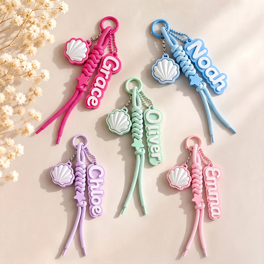 Personalized 3D Printed Name Seashell Keychain with | CWGift83