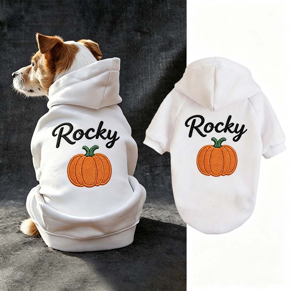 Personalized Embroidered Dog Hoodie with Halloween Icon | CWHalloween124