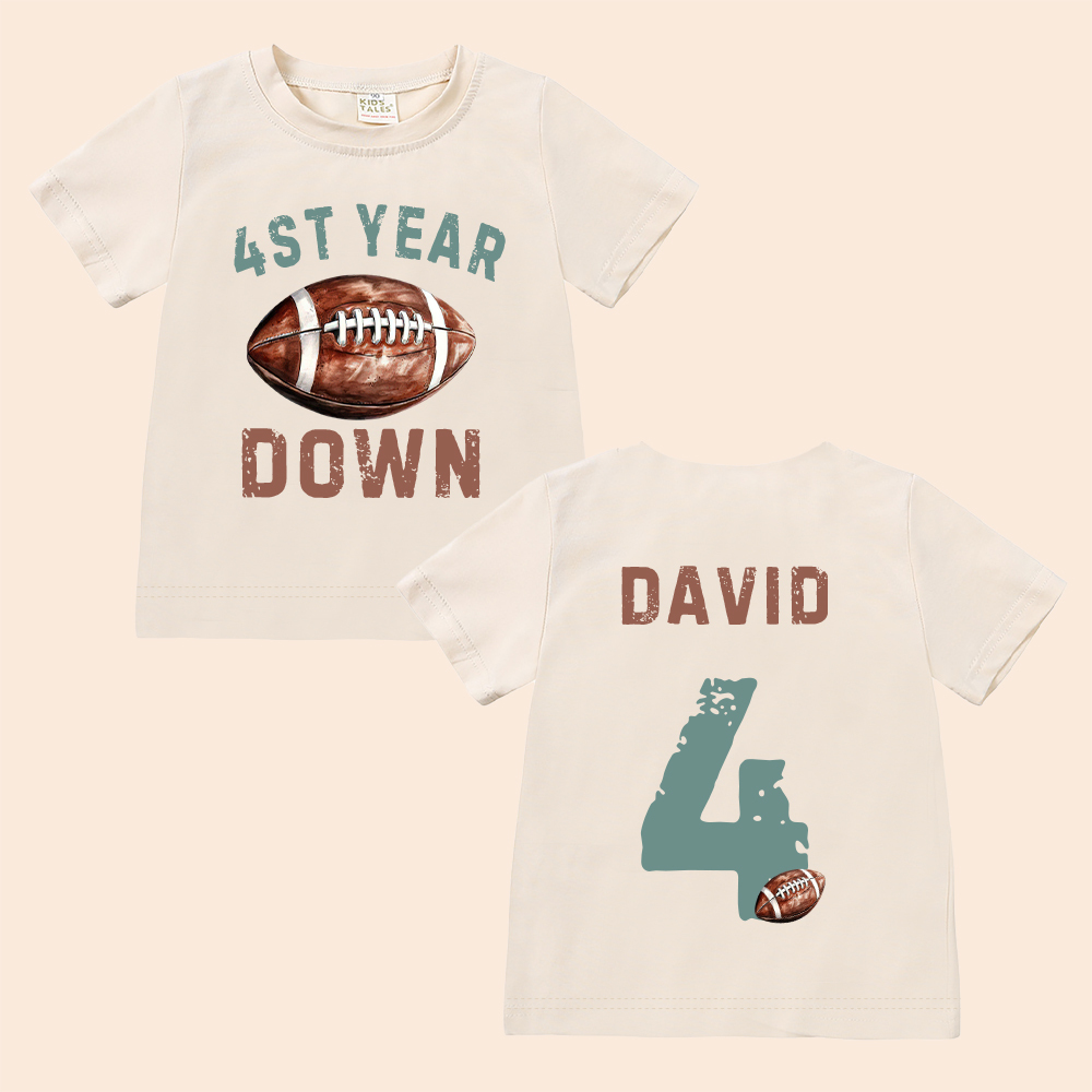 Personalized First Year Down Football Birthday T-Shirt | inBirth20