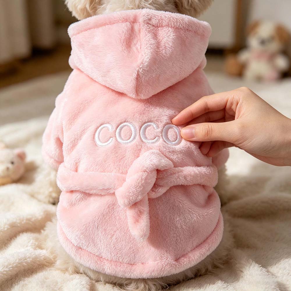 Personalized Embroidery Soft Hooded Pet Bathrobe | BKPet569