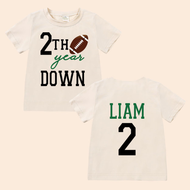 Personalized Three Year Down Football Birthday T-Shirt | inBirth21