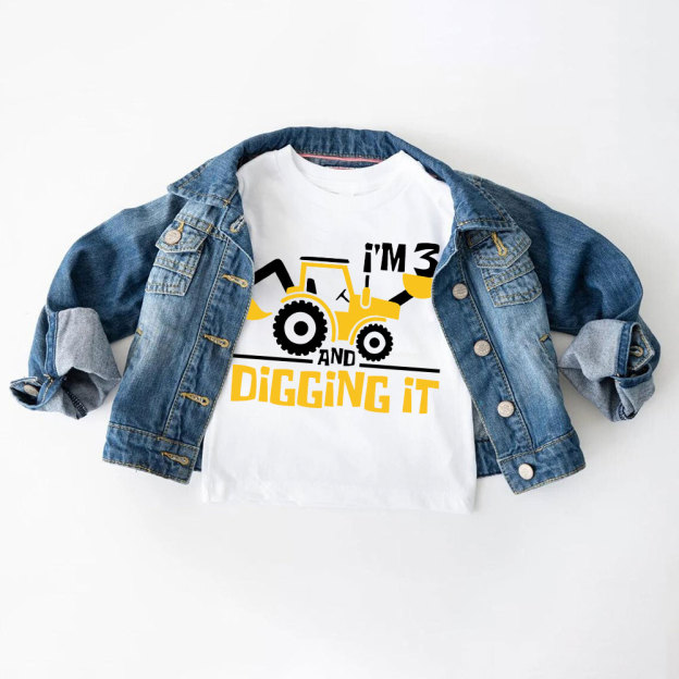 Personalized Digging It Construction Birthday T-Shirt | inBirth22