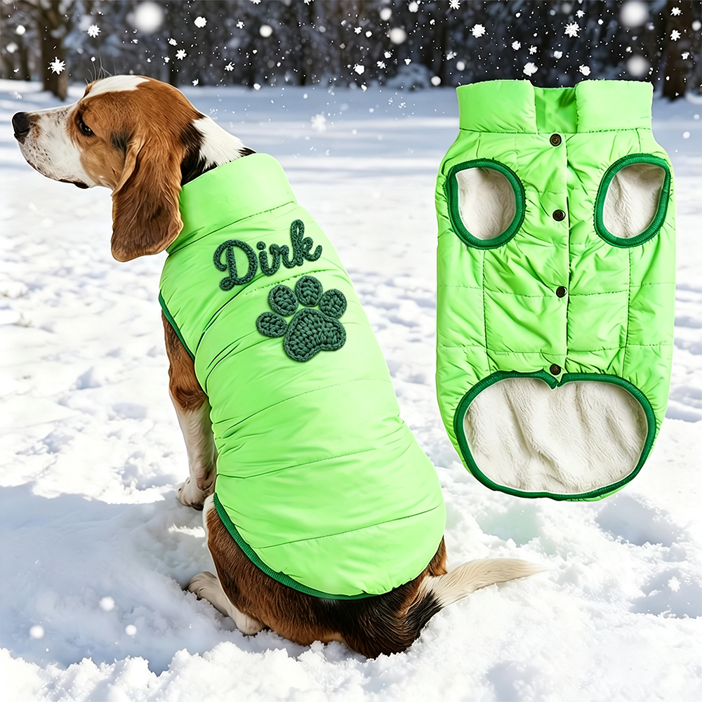 Personalized Hand Embroidered Pet Winter Warm Puffer Vest | BKPet576