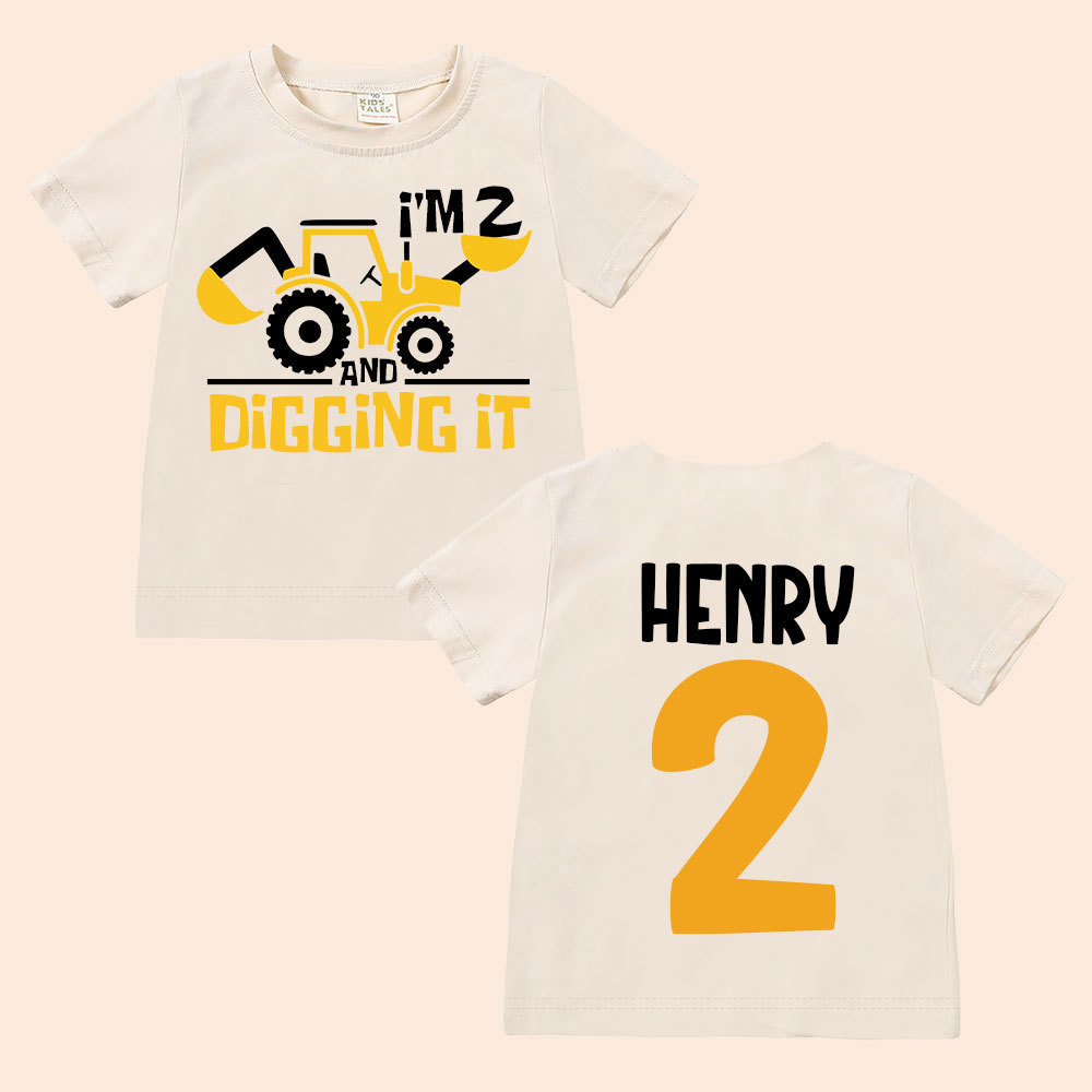 Personalized Digging It Construction Birthday T-Shirt | inBirth22