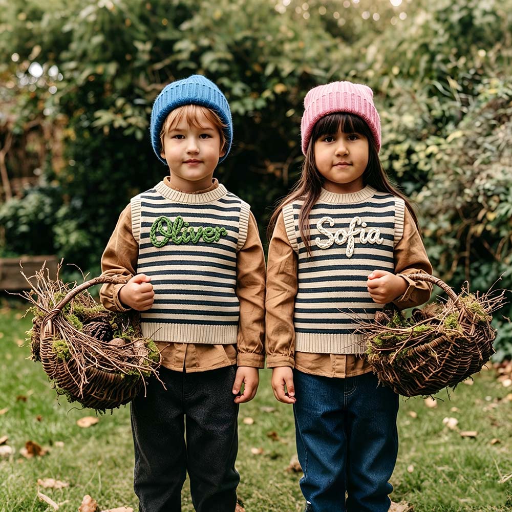 Personalized Hand Embroidered Kids Knit Crochet Vest | CWBaby529