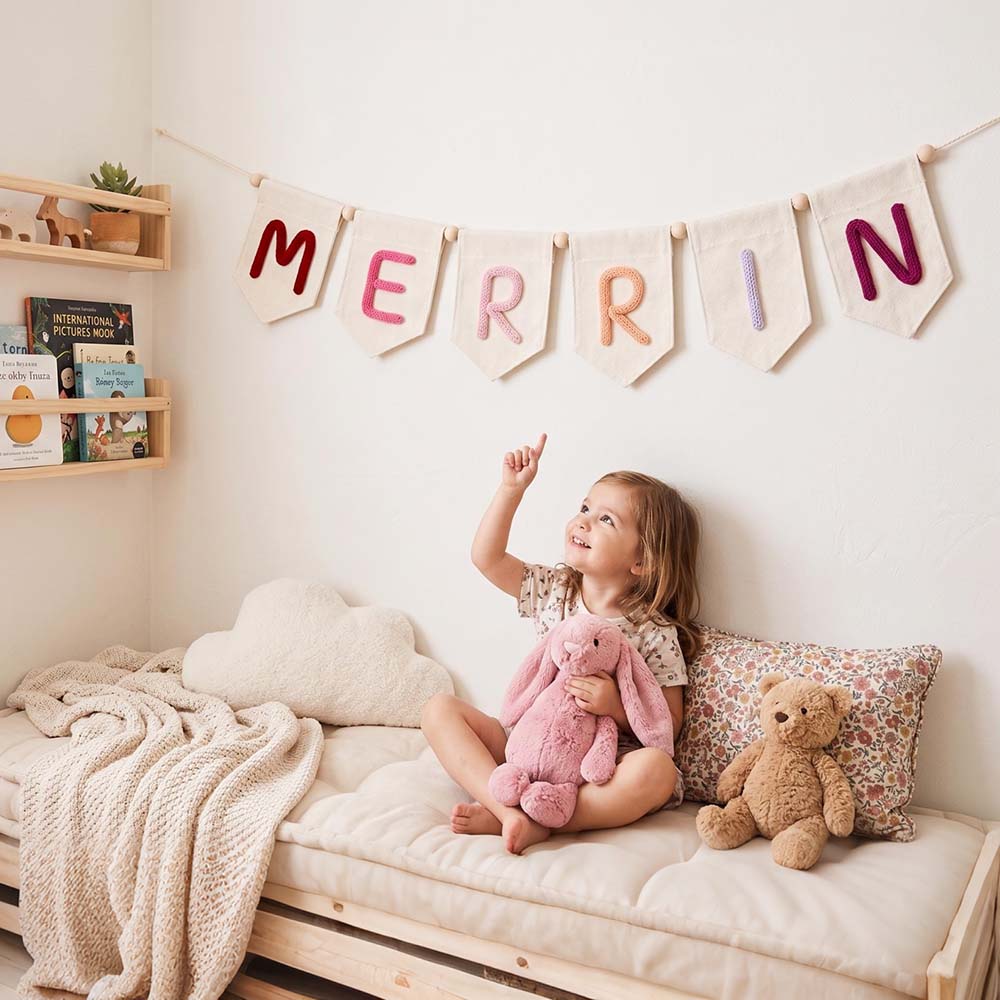 Personalized Hand Embroidered Yarn Letter Banner Decoration | CWGift105