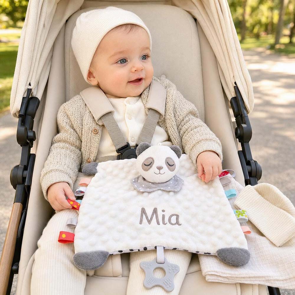 Personalized Embroidered Baby Minky Dot Animal Lovey Blanket | CWToy206