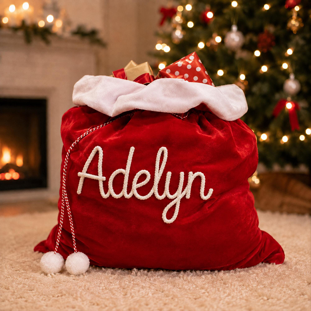 Personalized Large Christmas Velvet Santa Sack for Gifts | MCGift199