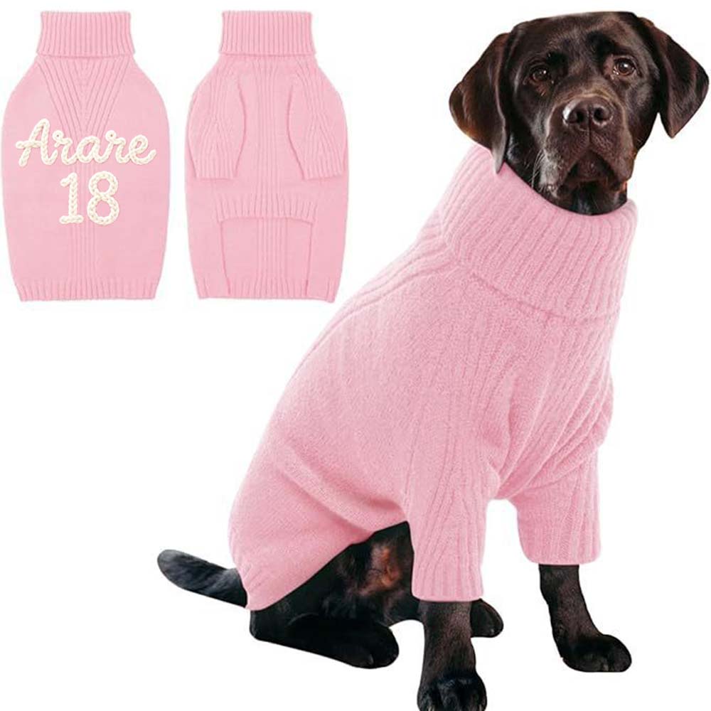 Personalized Hand Embroidery Extra-Warm Pets Large Size Knit Sweater | BKPet591