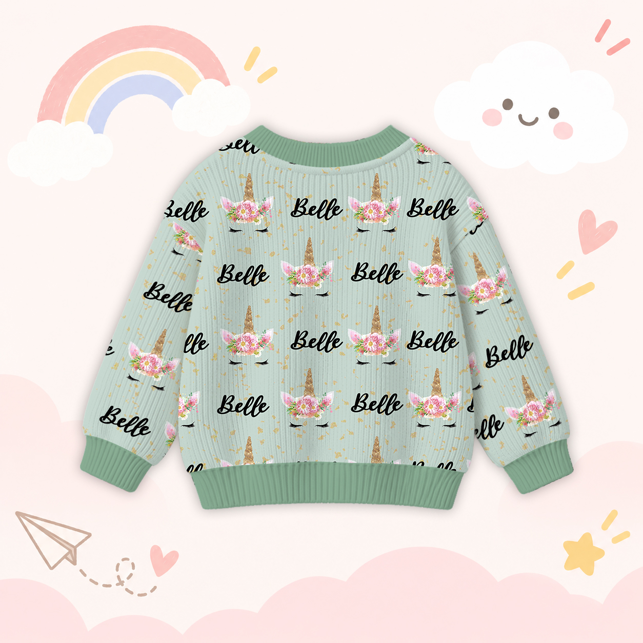 Personalized Lovely Kids Unicorn Knit Sweater | CWSweater06