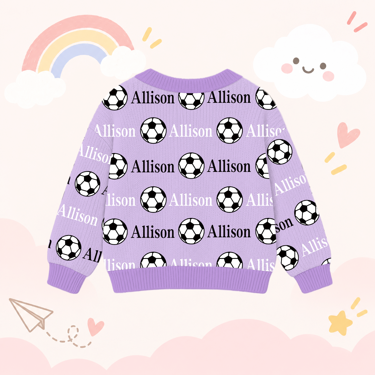 Personalized Lovely Kids Soccer Knit Sweater | CWSweater12