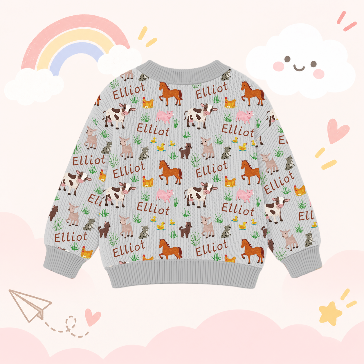 Personalized Lovely Kids Adorable Animals Knit Sweater | CWSweater18