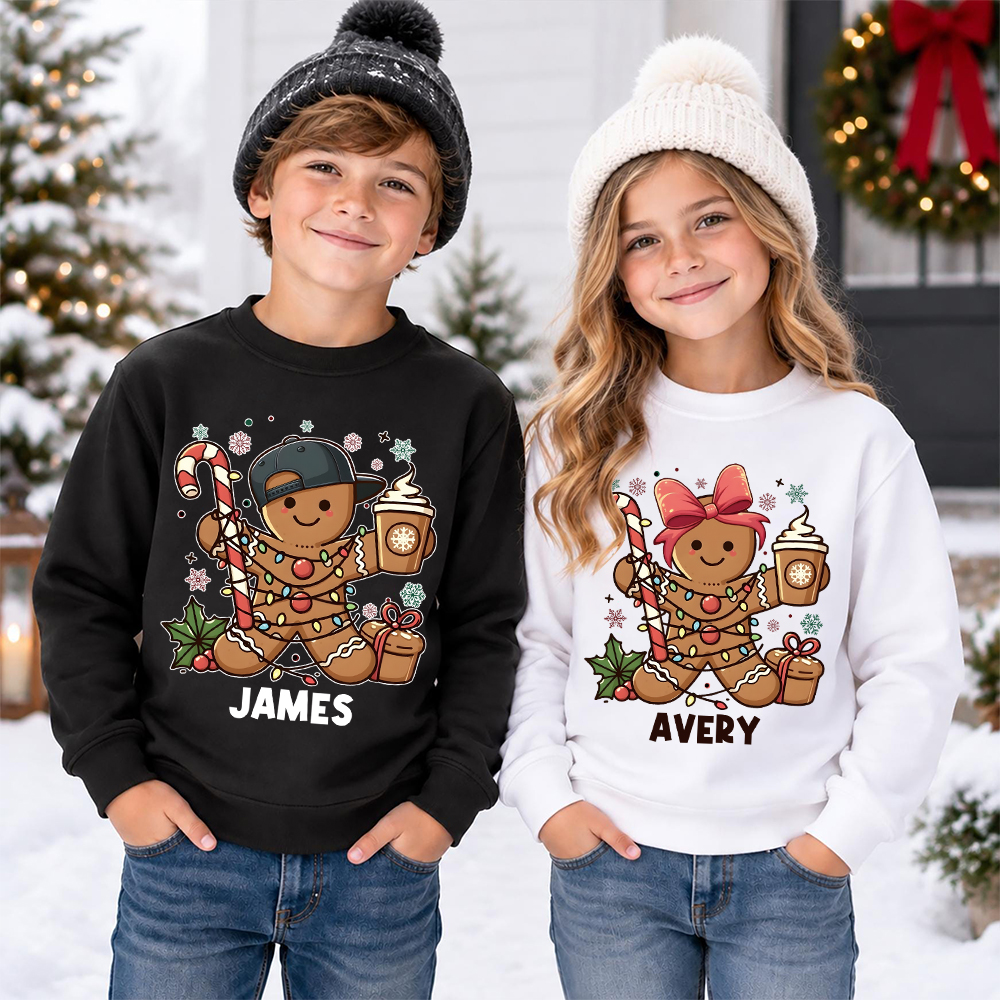 Personalized Christmas Kids Gingerbread Sweatshirt | MCGift419