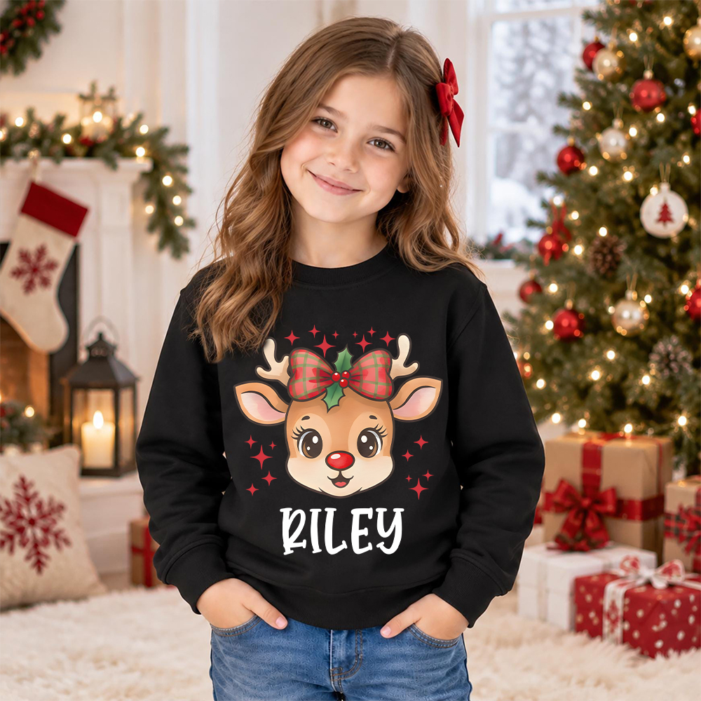 Personalized Christmas Kids Reindeer Sweatshirt | MCGift418