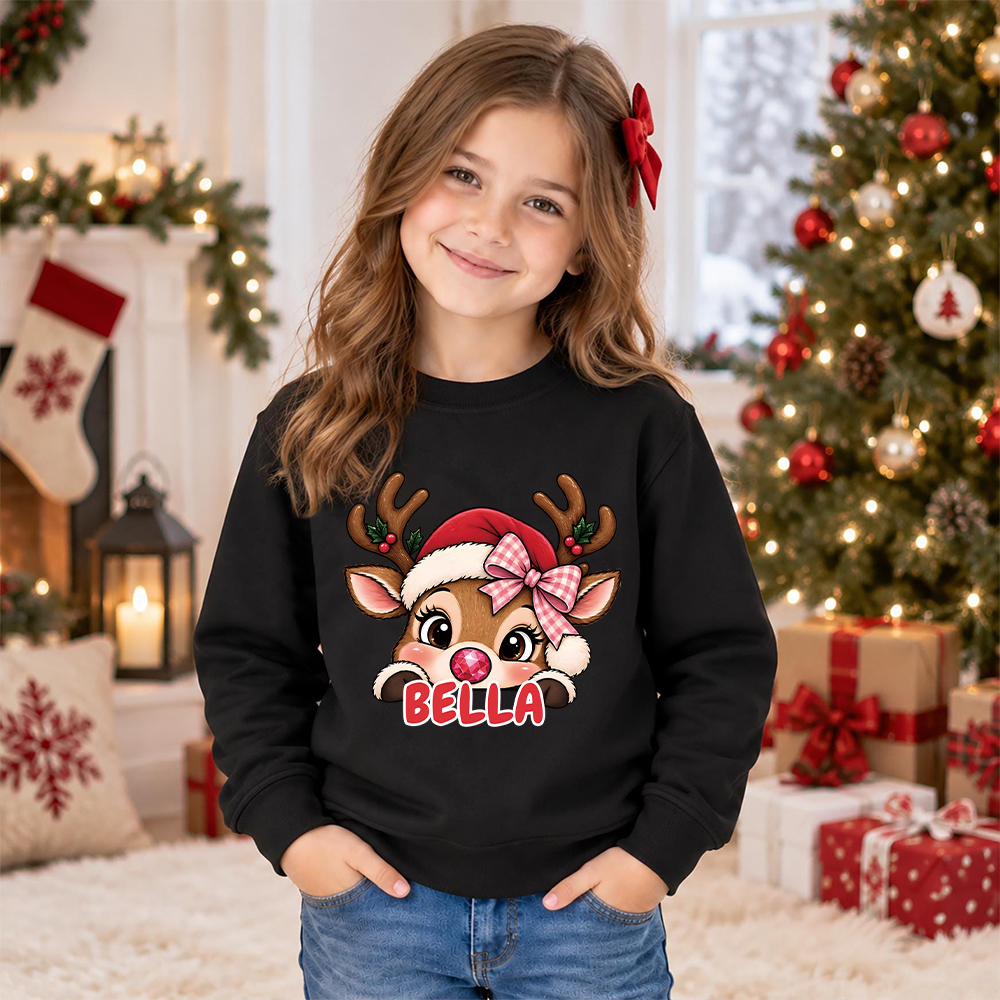 Personalized Christmas Kids Reindeer Sweatshirt | MCGift417