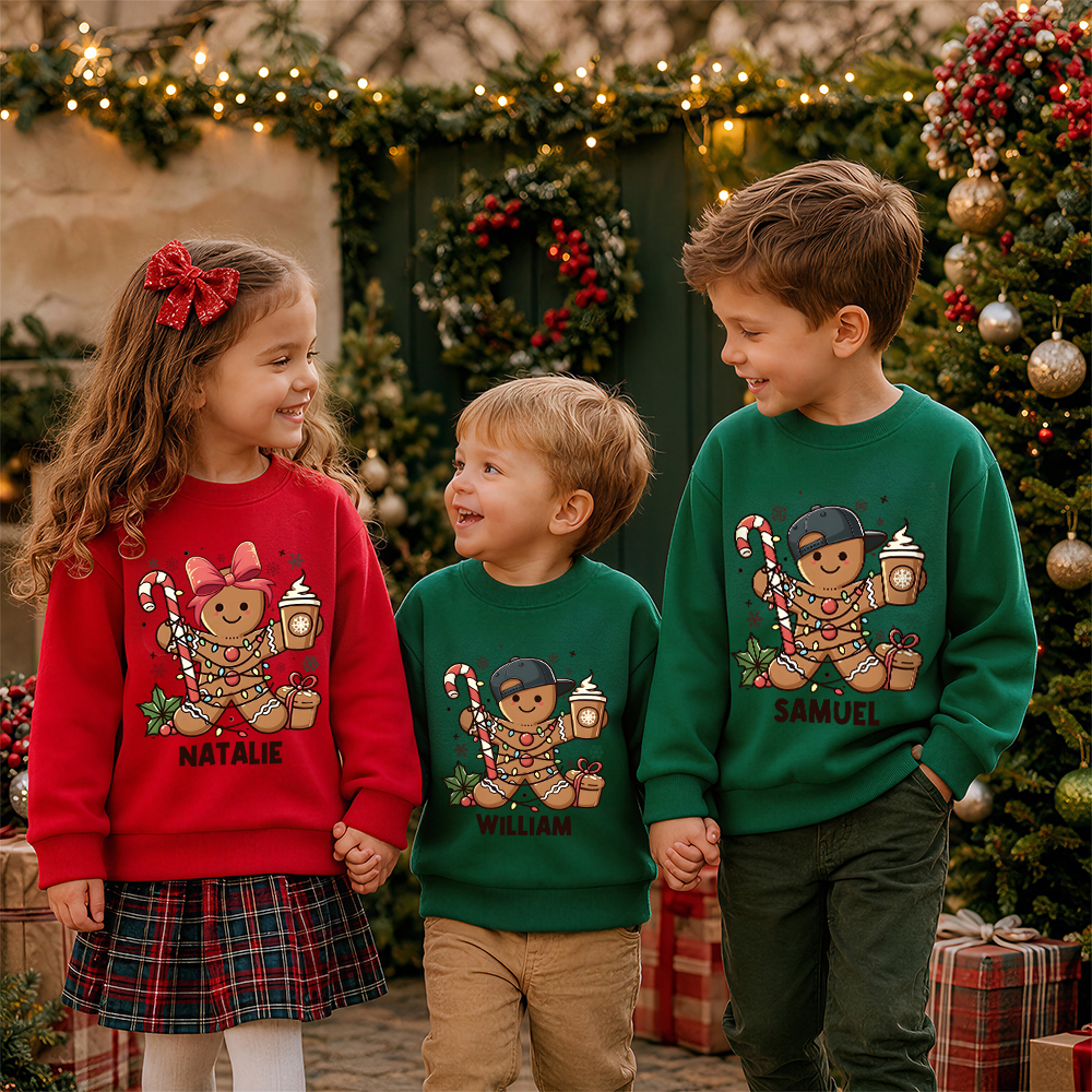 Personalized Christmas Kids Gingerbread Sweatshirt | MCGift419