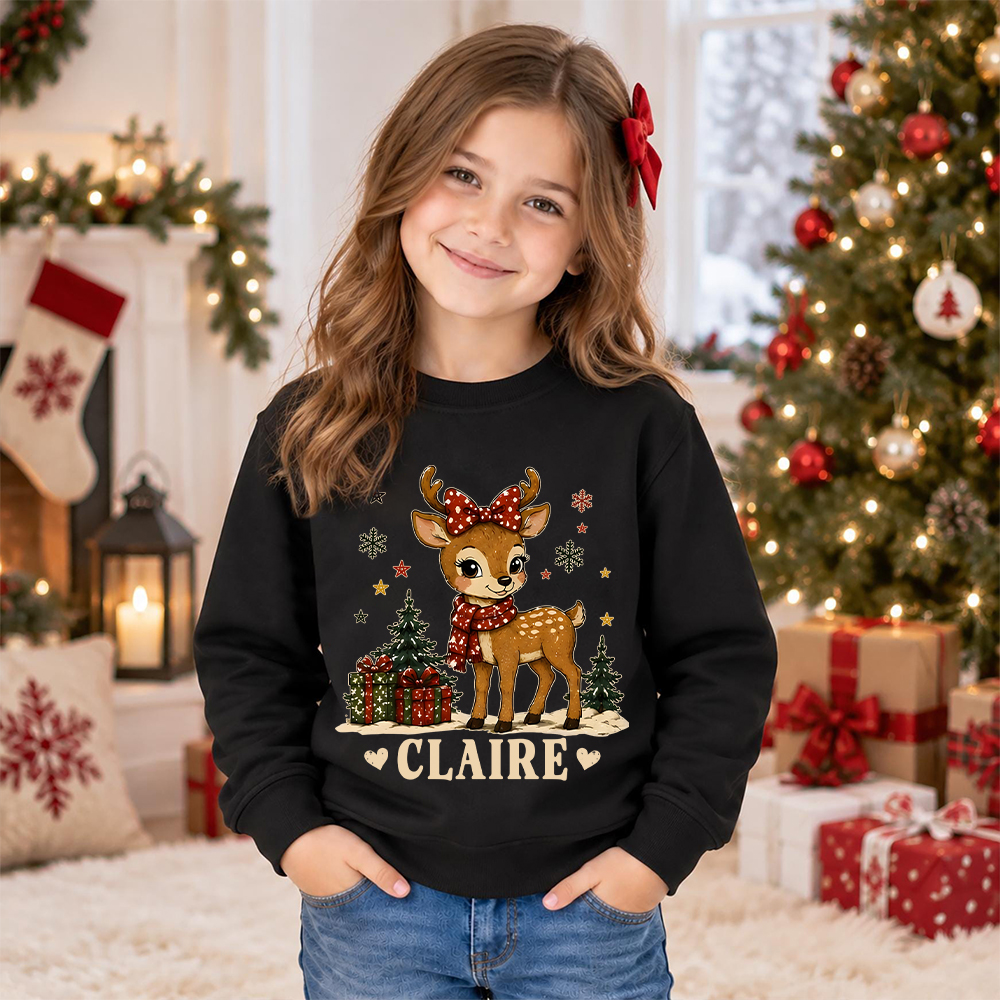 Personalized Christmas Kids Reindeer Sweatshirt | MCGift420