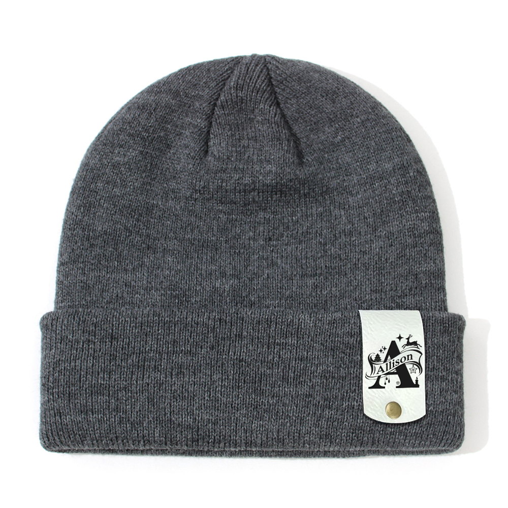 Personalized Leather Tag Infant Beanie for Comfort & Unique | HSKid31