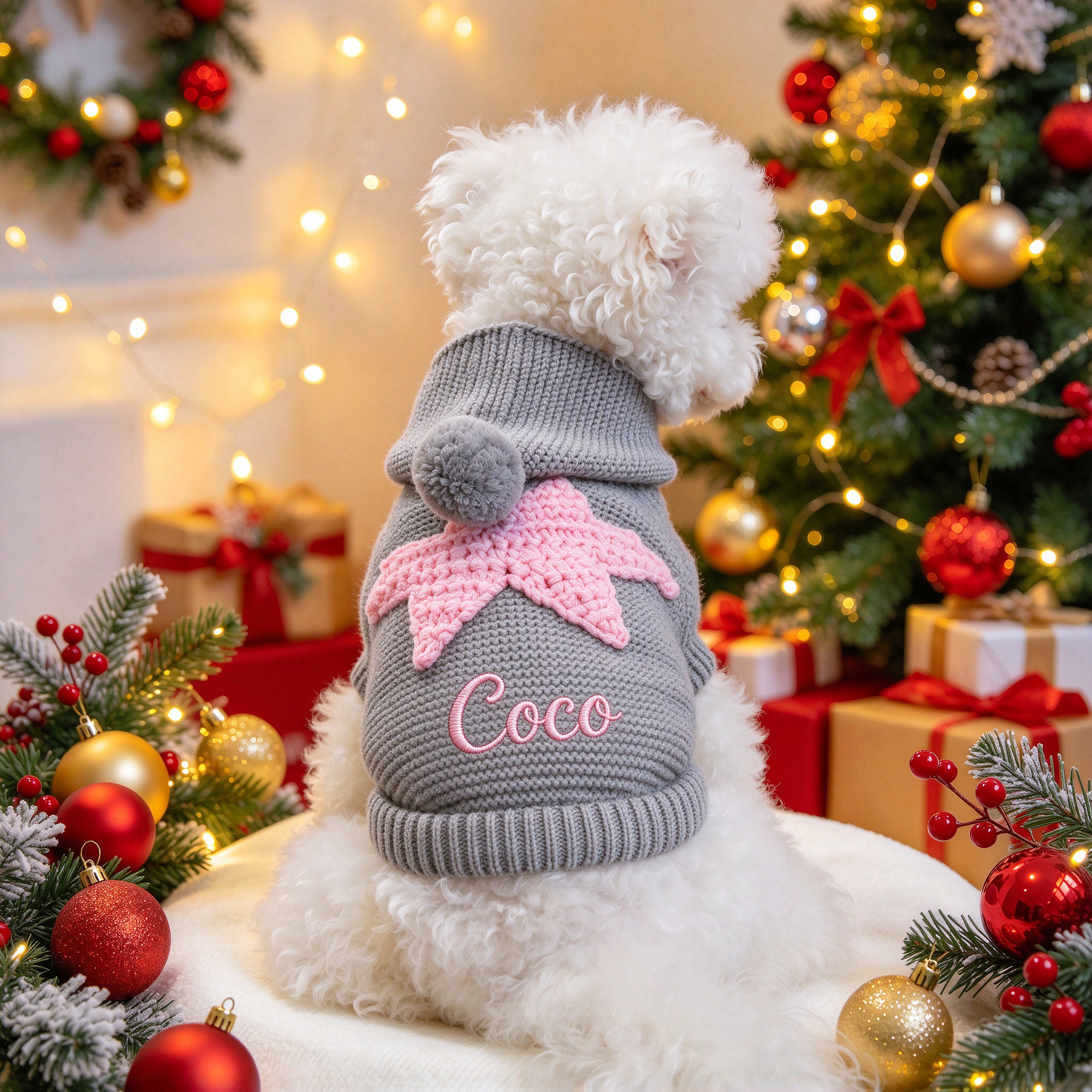 Personalized Embroidered Pets Christmas Knit Sweater | MCGift413
