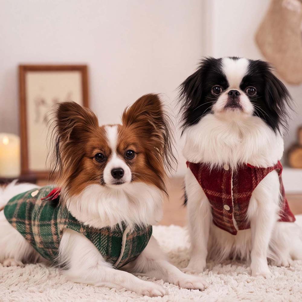 Personalized Embroidered Christmas Dog Vest with Faux Fur Collar | BKPet613