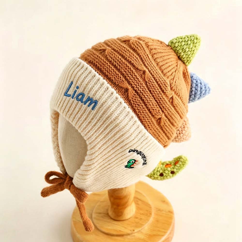 Personalized Embroidered Dinosaur Knit Hat for Kids | HSKid103