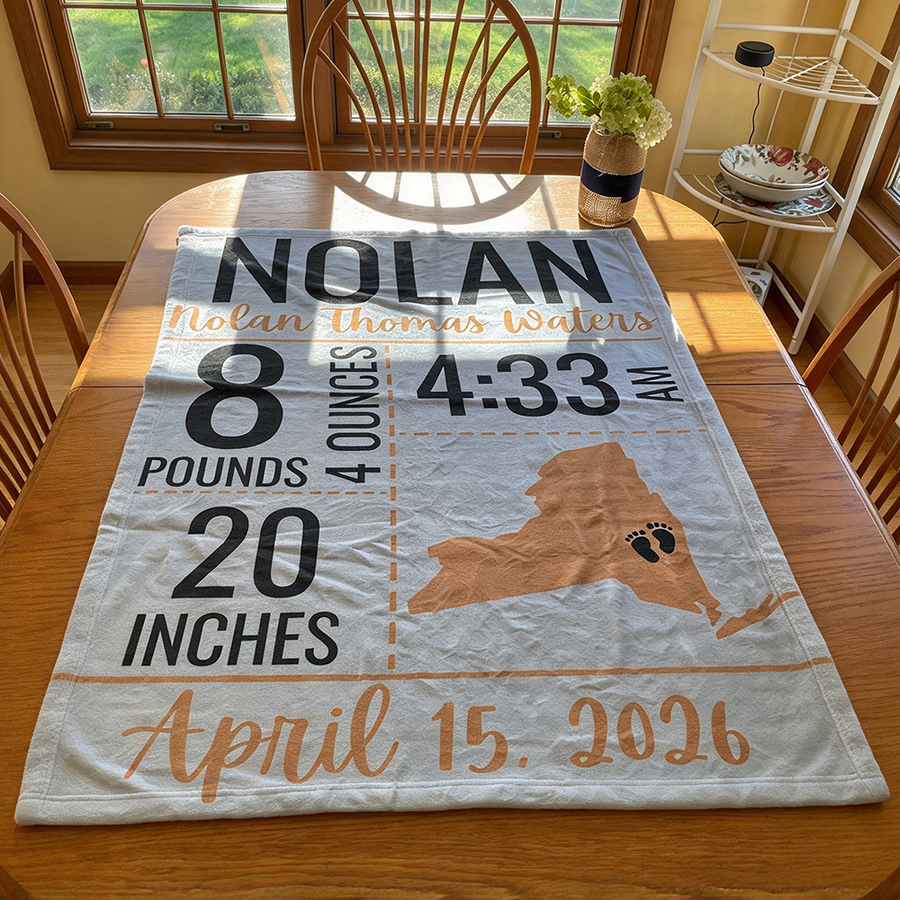 Personalized Baby Newborn Blanket with Birth Information | BKMS020