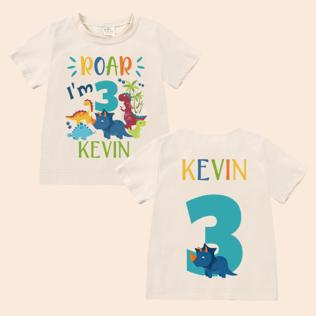 Personalized Dinosaur ROAR Party Birthday T-Shirt | inBirth02