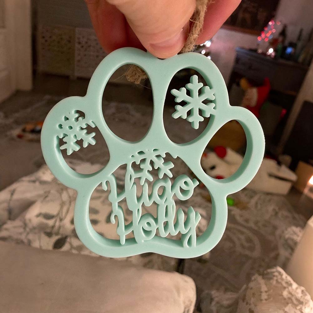 Personalized 3D Printed Pet Paw Christmas Ornament | BKPet646