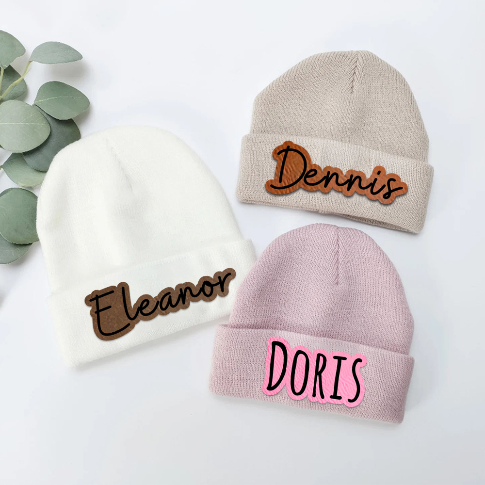 Personalized Leather Patch Beanie for Comfort & Unique | HSKid33