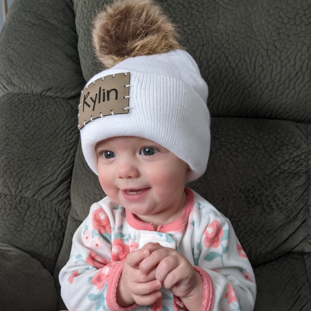 Personalized Leather Patch Beanie for Comfort & Unique | HSKid34