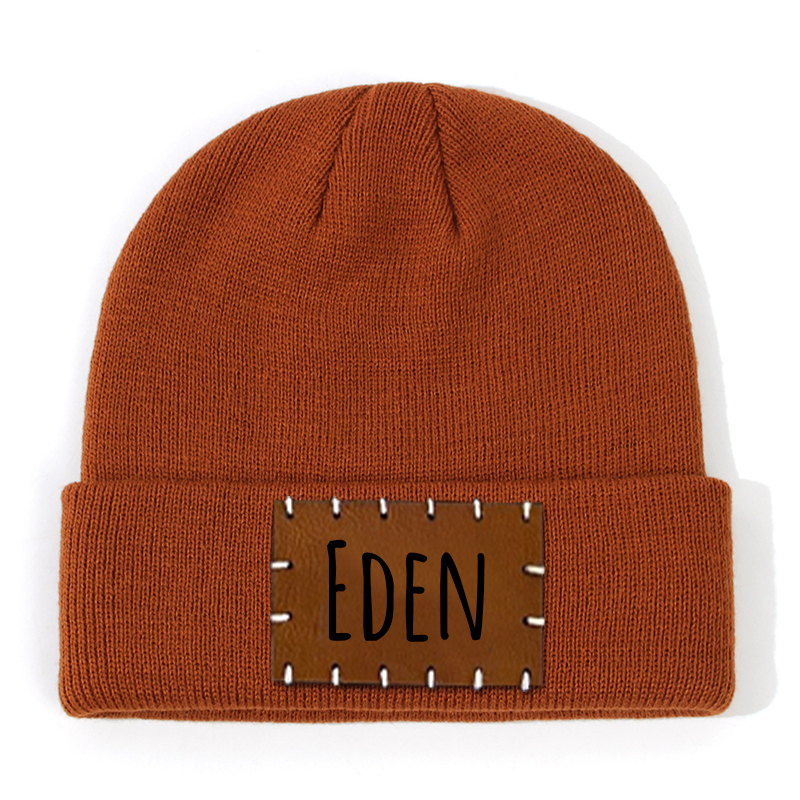 Personalized Leather Patch Beanie for Comfort & Unique | HSKid3301