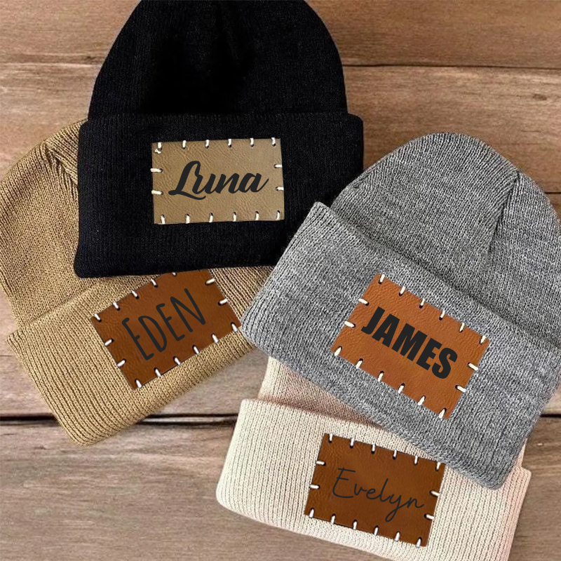 Personalized Leather Patch Beanie for Comfort & Unique | HSKid3301