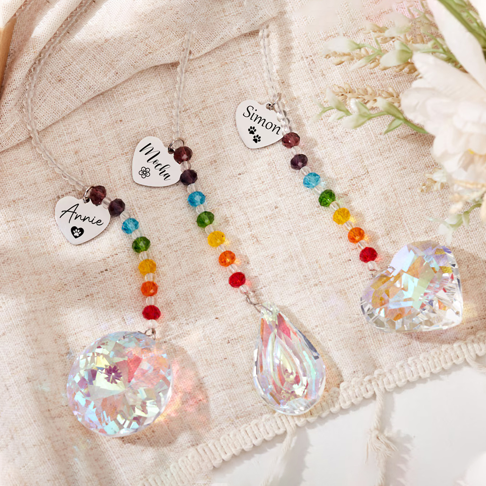Personalized Pet Memorial Hanging Crystal Prism | BKPet86