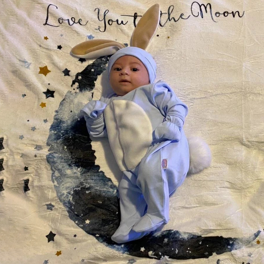 Personalized Embroidery Baby Rabbit Ears Romper | CWbaby85