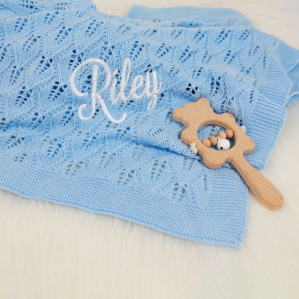 Personalized Embroidered Knit Baby Blanket for Unique Gift | CWBaby87