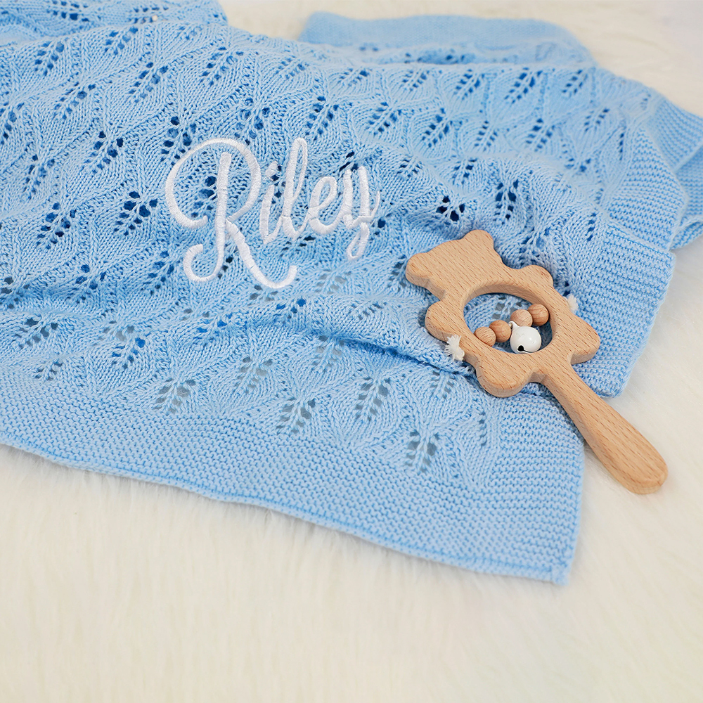 Personalized Embroidered Knit Baby Blanket for Unique Gift | CWBaby87