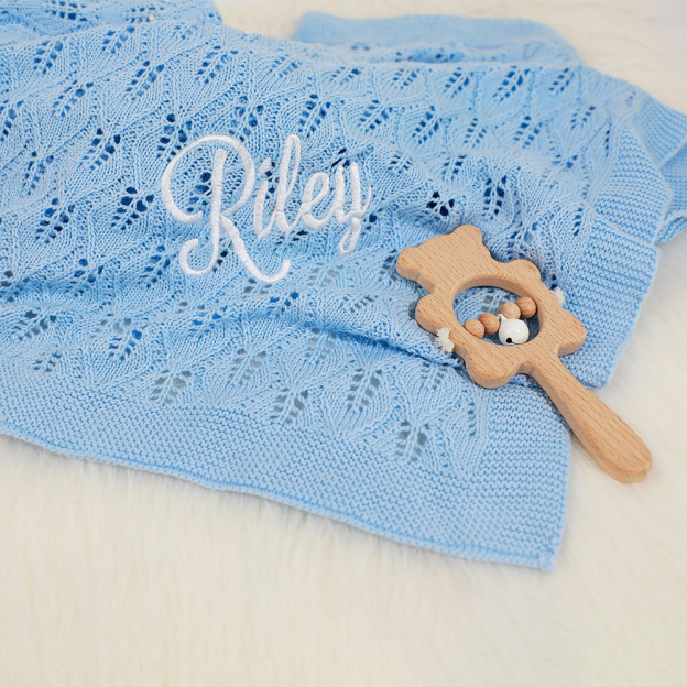 Personalized Embroidered Knit Baby Blanket for Unique Gift | CWBaby87